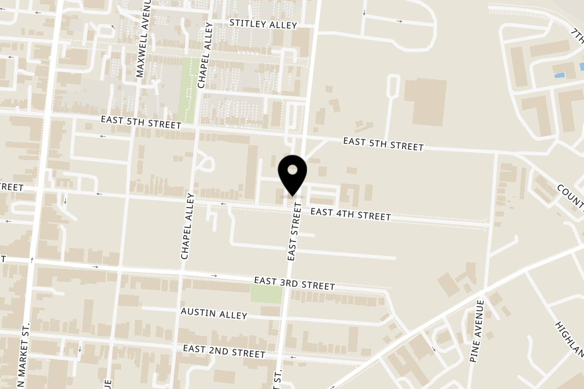 Map showing the location of Cafe Bueno on 255 E 4th St in Frederick